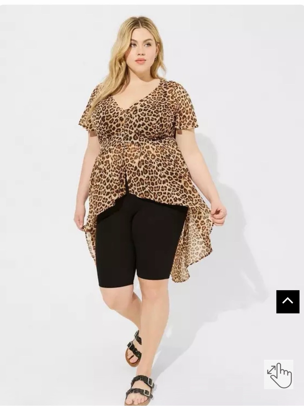 torrid semi sheer Leopard Chiffon high low Top